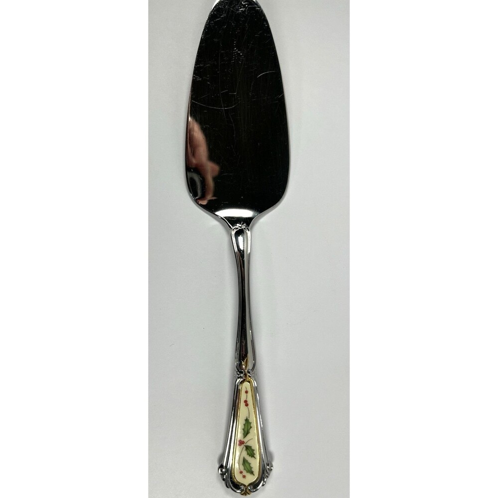 Lenox HOLIDAY Stainless Pastry Server 18/8 Japan Gold Accent Off White - 10"